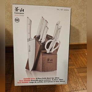 Cangshan Rainier Series German Steel Forged 8 piece knife Acacia block s…